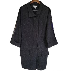 Soft Surroundings Merino Wool Charcoal Grey Loose Fit Coatagen Medium